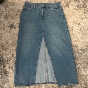 Old Navy Blue Straight-Leg Denim Skirt with Front Slit